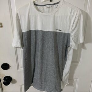 Calvin Klein Men's Two-Tone White and Gray Tee